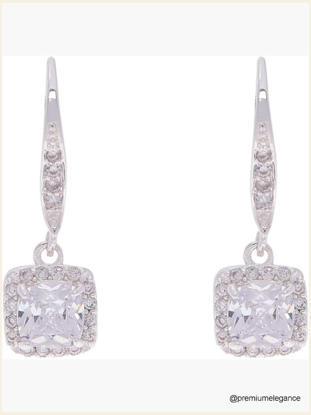 Drop Crystal Earrings Cubic Zirconia Silver Tone Lever Back